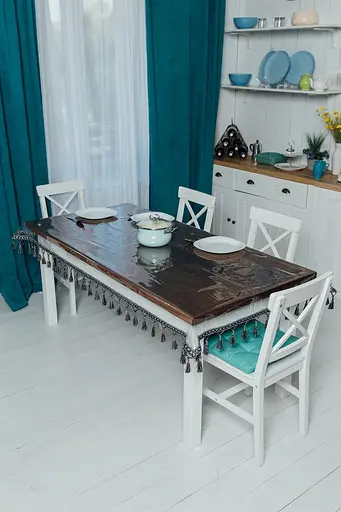 Скатерть силиконовая с черно-серой бахромой 220х130 см - фото 4