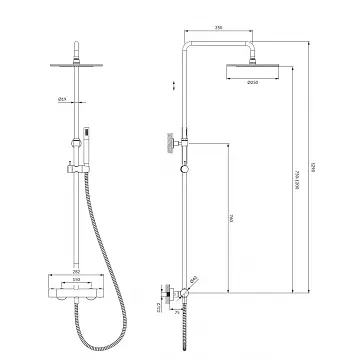 Душова система з термостатом Omnires Y gold Y1244SUGL, Золотий - фото 2