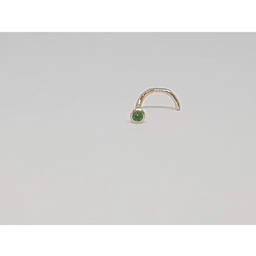 Золотая серьга-пирсинг в нос Dear с фианитом.1024.1 Зеленый - фото 3