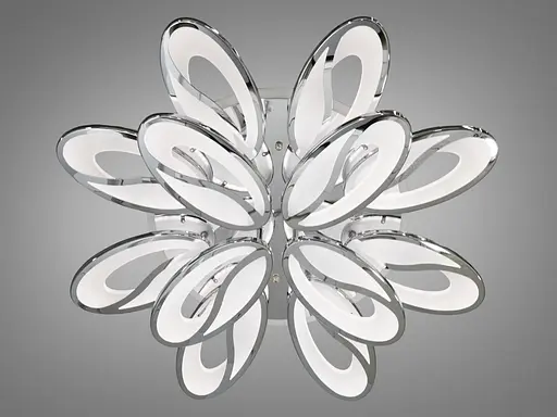 Плоская люстра с пультом, диммером и LED подсветкой, 190Вт, хром. - фото 3