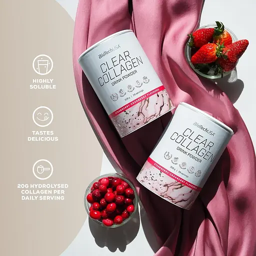 Для суставов и связок BiotechUSA Clear Collagen Strawberry-Cranberry 308 г - фото 2