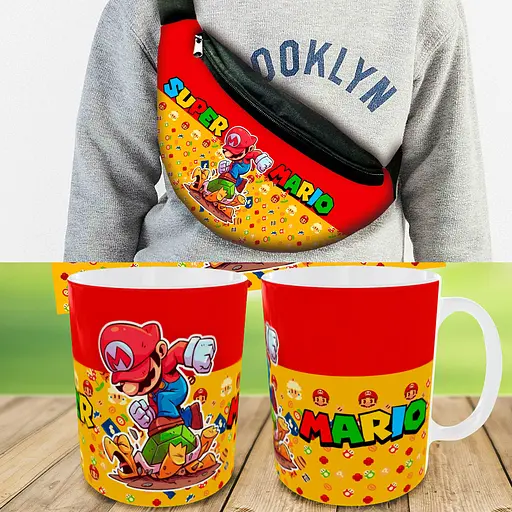 Подарунковий набір: Сумка-бананка + Кружка Супер Маріо, дитячий, для хлопчика (00196)