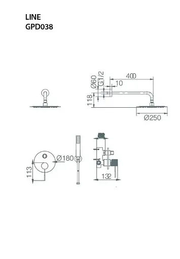 Душова система прихованого монтажу Imex Line хром GPD038, Хром - фото 3