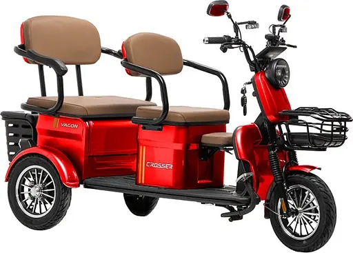 Електроскутер Триколісний 4-місний Crosser TR-4 VAGON (800W, 72V,20Ah) Червоний