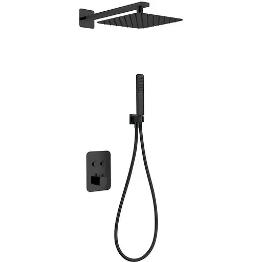 Душова система прихованого монтажу з термостатом Imex Madeira чорний матовий GTM021/NG, Чорний матовий - фото 1