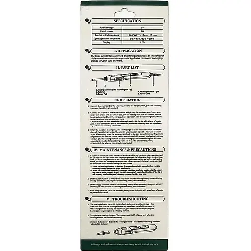 Паяльник WEP 947 USB портативный с подставкой (питание от USB 5V, 9W, t 500 гр C) - фото 7