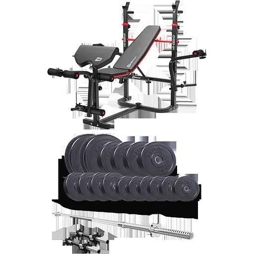 Набір Elitum Titan 68кг з лавою HS-1065HB Pro, штангою та гантелями