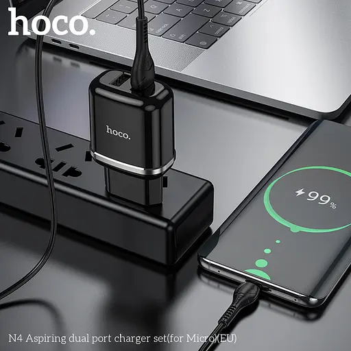 Адаптер HOCO Micro USB cable Aspiring dual port charger set N4 |2USB, 2.4A| - фото 4