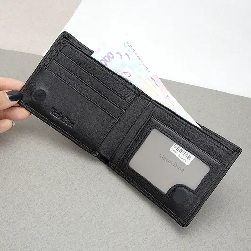 Кошелек мужской кожаный на магните Mario Dion 208E черный - фото 2