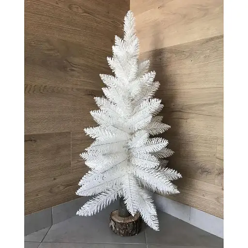 Ялинка штучна Hvoya Elegant настільна 85 см на пеньочку біла