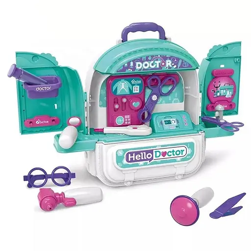 Ігровий дитячий набір лікаря 3в1 двостороння валізка-рюкзак - фото 3