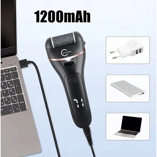 Електрична пемза для ніг LCD GRAB ZCA018 роликова пилка 12 в 1  + комплект пилочок в подарок - фото 9