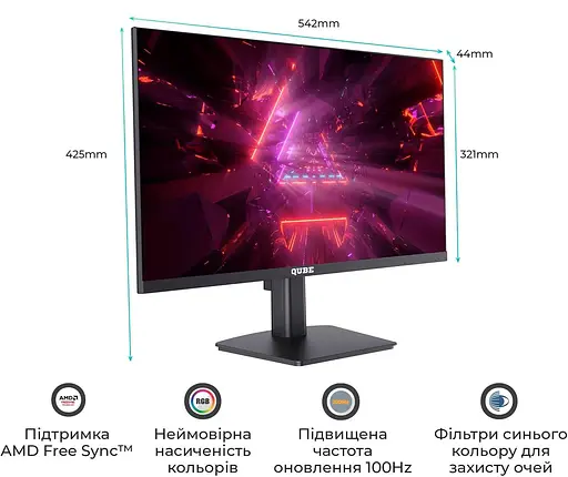 Монитор 23.8" QUBE V24F100-PLUS FHD IPS 100hz (V24F100-PLUS) - фото 3