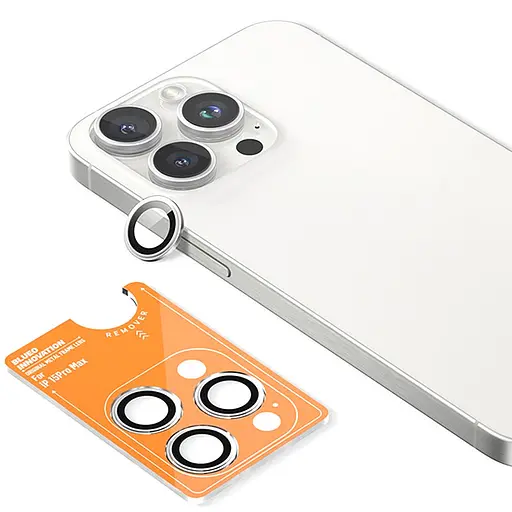 Защитное стекло BlueO Metal на камеру для Apple iPhone 16 Pro/16 Pro Max/15 Pro/15 Pro Max Серебряный/Silver - фото 2