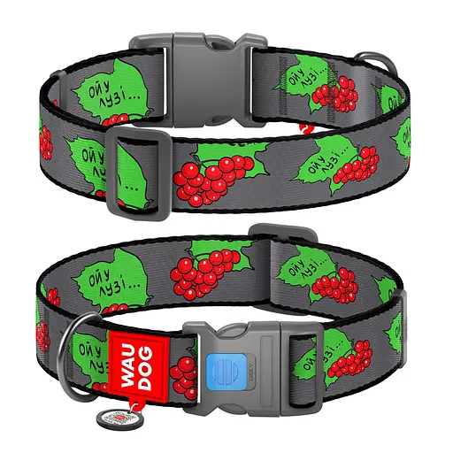 Нашийник для собак нейлоновий з QR-паспортом "Калина" пластиковий фастекс XXL Ш 35 мм Д 46-70 см