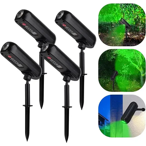 Комплект із 4 вуличних світильників на сонячних батареях T-SUN. Зелені вуличні світильники на сонячних батареях