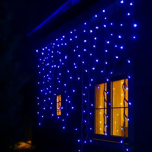 Вулична гірлянда Бахрома GarlandoPro 12 м 200 LED чорний дріт Синій 12MBBL - фото 3