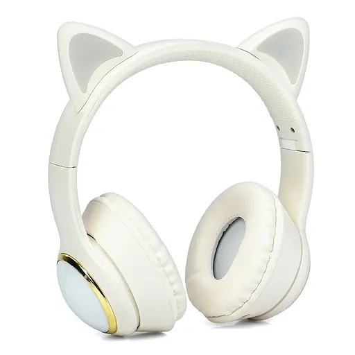 Навушники AKZ65, Bluetooth із вушками, до 10 метрів, FM-радіо, TF-слот, 32 Ом, 20 Гц - 20 кГц, бежевий - фото 2