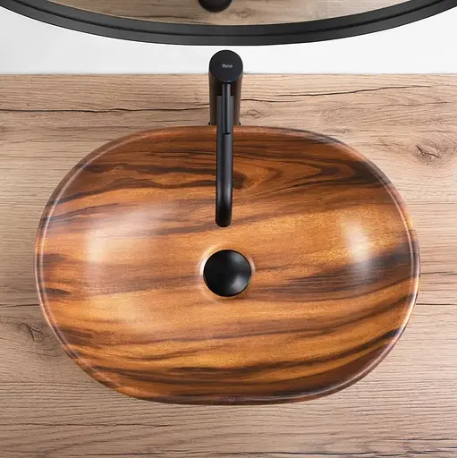 Умивальник Rea Amelia wood matt накладний REA-U5060, Коричневий - фото 4