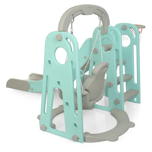 Дитяча гірка-гойдалка BAMBI YG2020-1-4 з баскетбольним кільцем, ш153-г195-в113см, голуба - фото 5