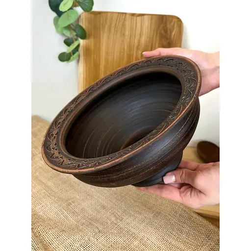 Миска для вареників керамічна (глиняна) різьблена Декор 2 л - фото 3