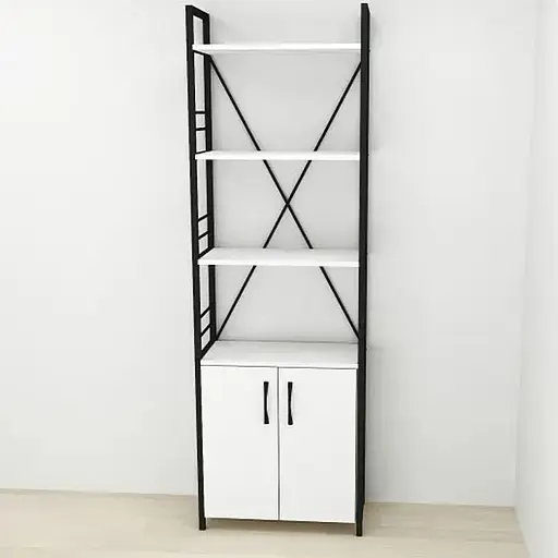 Етажерка 4/60 Ferrum-decor Серії Конект із тумбою 179x60x28 Чорний ДСП Білий (FRD-104484)