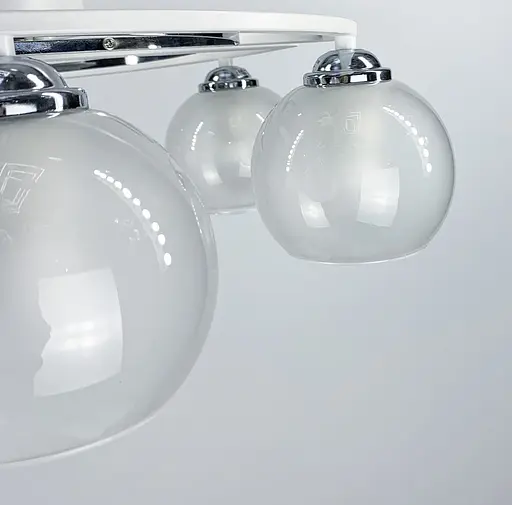 Белая потолочная люстра на 6 плафонов | Ст. 51795/6 CH+WT+WT | Line F - фото 4