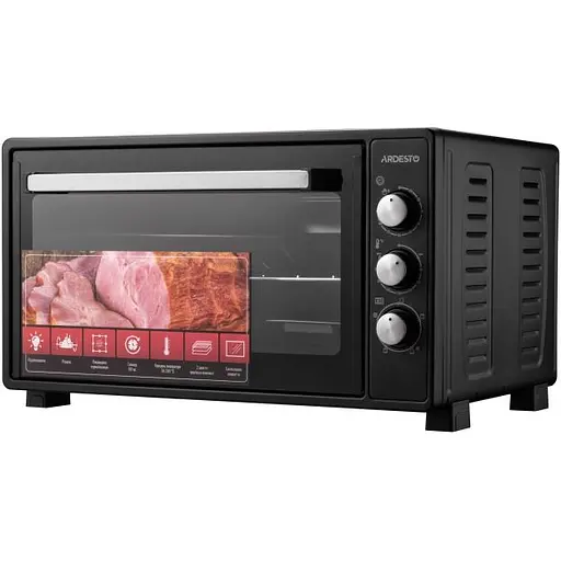 Електропіч Ardesto 1700 Вт, 48 л, хром.тени, таймер, підсвічув., вертел, чорний - фото 1