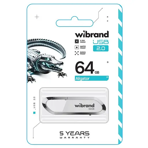 Флеш-накопичувач Wibrand USB 2.0 Aligator 64Gb білий - фото 2