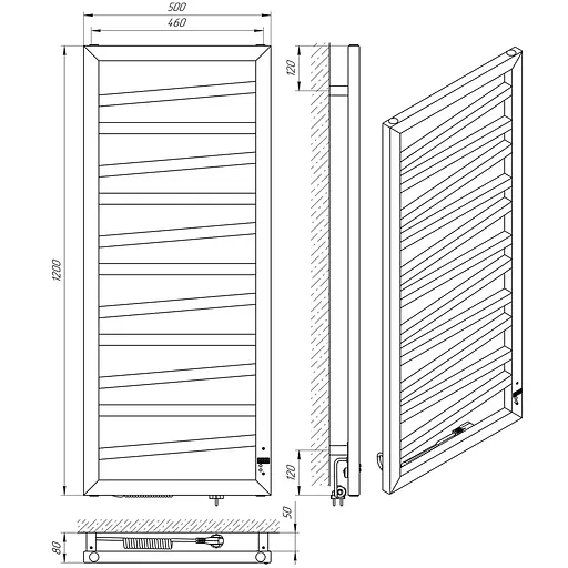 Електрична рушникосушка Laris Зебра Міраж ЧК12 500x1200 Е 71207714 - фото 6