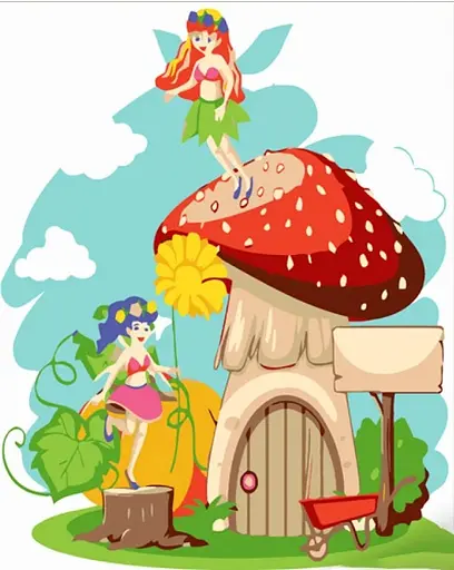 Набір для розпису по номерах Феї на грибочку, Strateg, 30x30 см, ES141