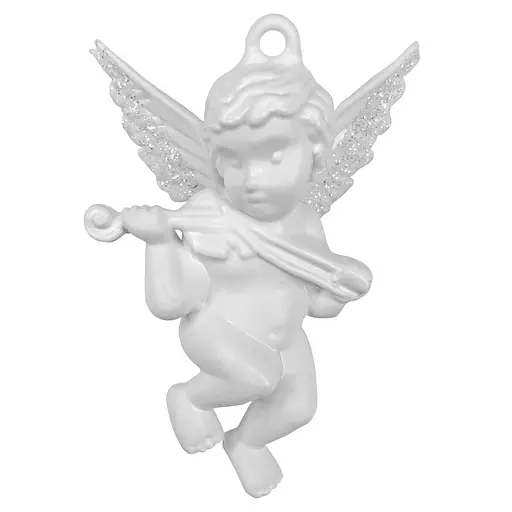 Новорічна підвіска MIS LT Янгол з скрипкою 4,5х2х6 см білий - фото 1