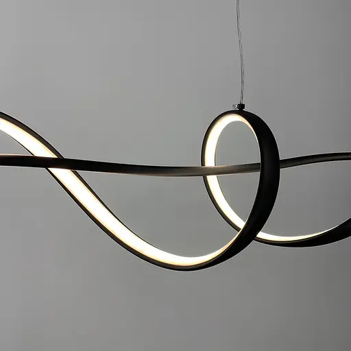 Хвилеподібна люстра у чорному корпусі в 2-х розмірах | Арт. H 26L BK | Line F - фото 9
