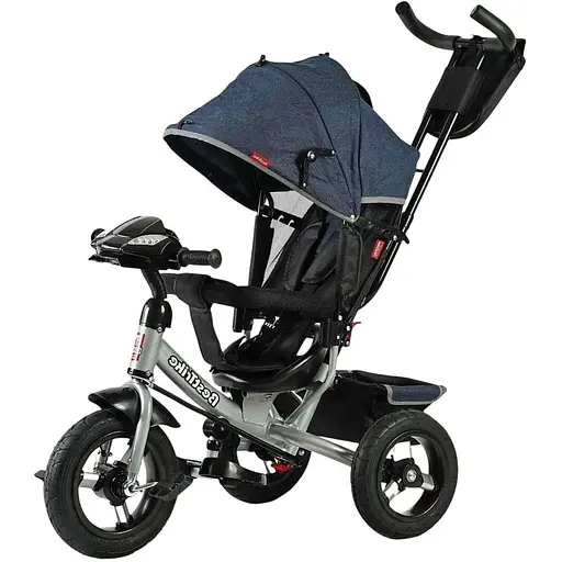 Трехколесный велосипед Best Trike 3390-32-068 с надувными колесами фарой USB и пультом синий