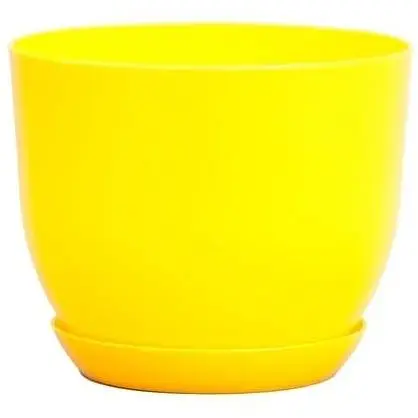 Горщик для квітів Класік 160mm з підставкою жовтий