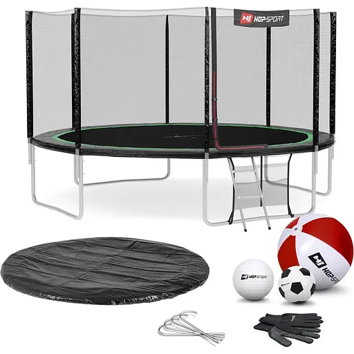 Батут Hop-Sport 14ft (427см) чорно-зелений з зовнішньою сіткою
