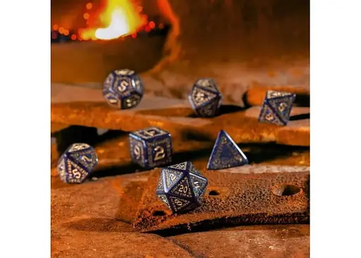 Набір кубиків Runic Mixed-blue & gold Dice Set , 7 шт. (SRUN09) - фото 4