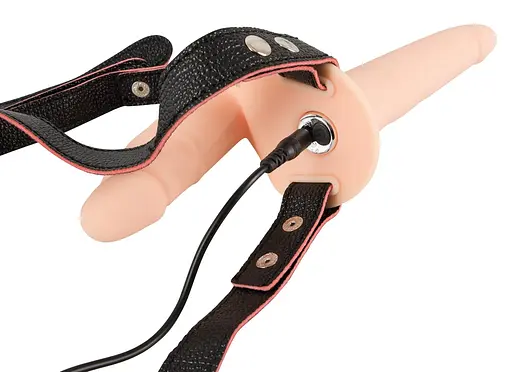 Двойной страпон Vibrating Double Strap-On 15.7 см телесный - фото 5