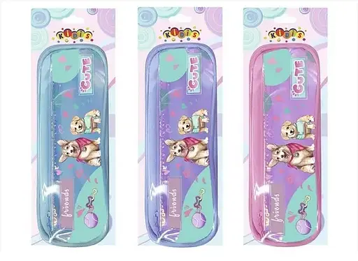 Пенал на 2 змійки, спереду кишеня з блискучого ТПУ, 8997 (В асортименті) - фото 2