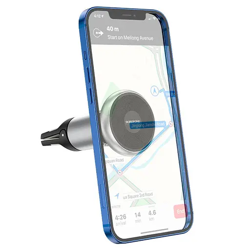 Автотримач Borofone BH47 Cool move air outlet magnetic (extended version) Black / Silver - фото 4