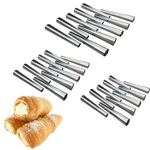 Кондитерські конуси для випічки трубочок «Каннолі» 10 см / 12 см / 14 см (30 штук), Master Class Металлик 86985 - фото 2