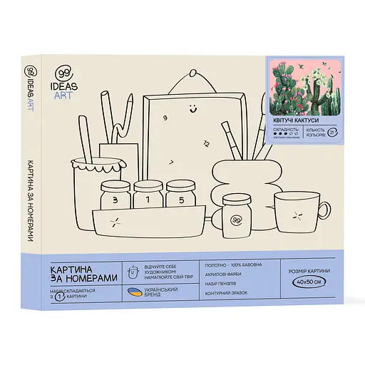 Набір для розпису по номерах "Квітучі кактуси" 40*50 см, IDEA2-GX44103 - фото 2