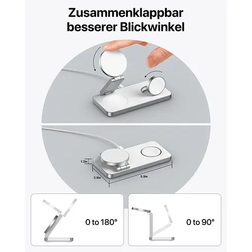 Бездротовий зарядний пристрій швидкого заряджання 3 в 1 сумісний із зарядним пристроєм Magsafe - фото 2