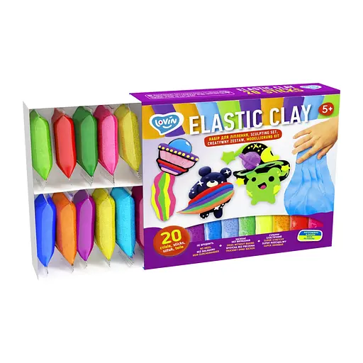 Набір для ліплення з повітряним пластиліном Elastic Clay 70140, 20 стиків - фото 3