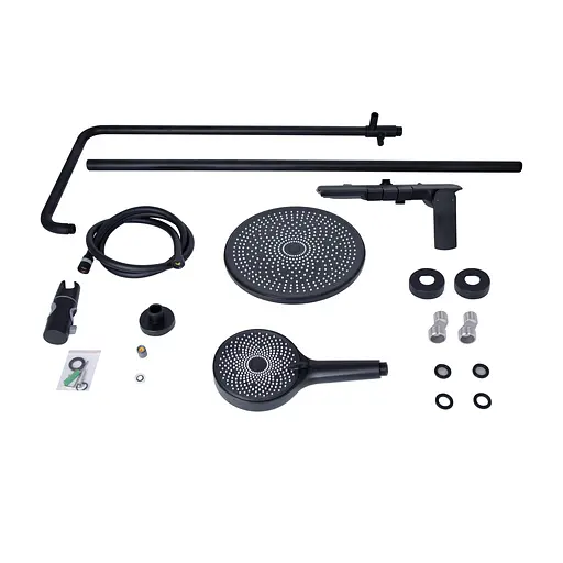 Душова система універсальна Qtap Slavonice на три споживача (з виливом) QTSLA111BLM45906 Black matt, Чорний матовий - фото 12