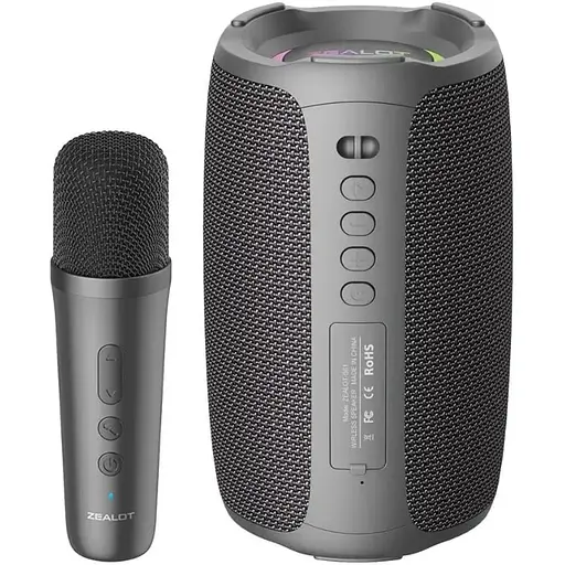 Портативна bluetooth колонка Zealot S61M з LED підсвічуванням + мікрофон чорний - фото 1