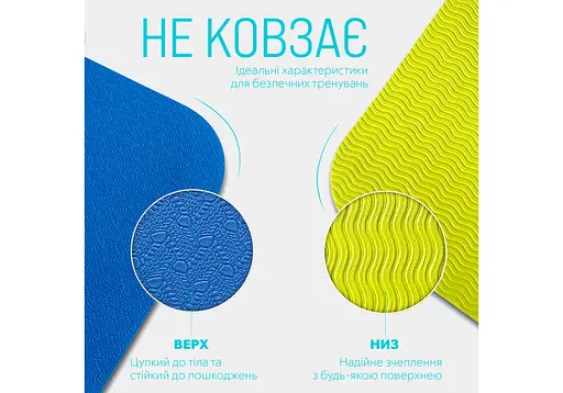 Коврик для йоги и фитнеса EasyFit TPE+TC 6 мм двухслойный синий-желтый (EF-1924-BEY) - фото 4