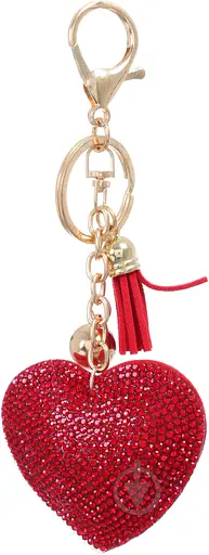 Брелок со стразами Сердце объёмное с кисточкой 6 см (в ассортименте)