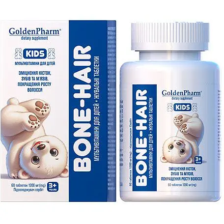 Мультивітаміни для дітей Golden Pharm Bone-Hair жувальні таблетки 60 шт.