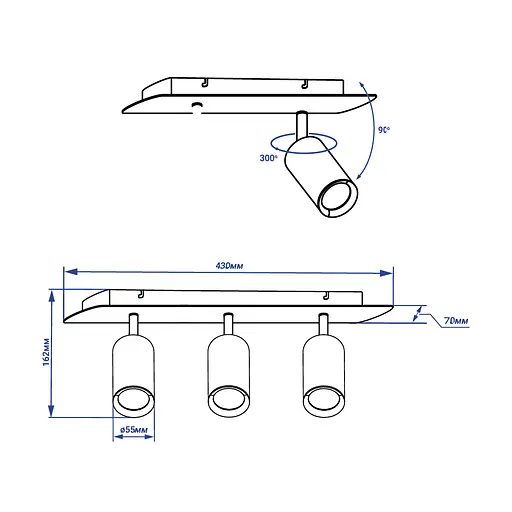 Спот Feron ML311-3 під лампу чорний - фото 2